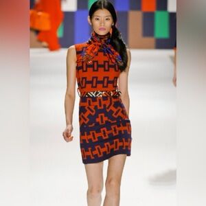 MILLY red blue graphic geometric pattern sleeveless sheath dress